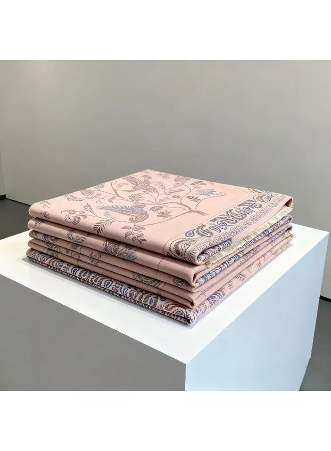 تشيندا شال بنقش عتيق ملمس الكاشمير لون وردي عقيق | سميك ودافئ | 70×185 سم - Image 3